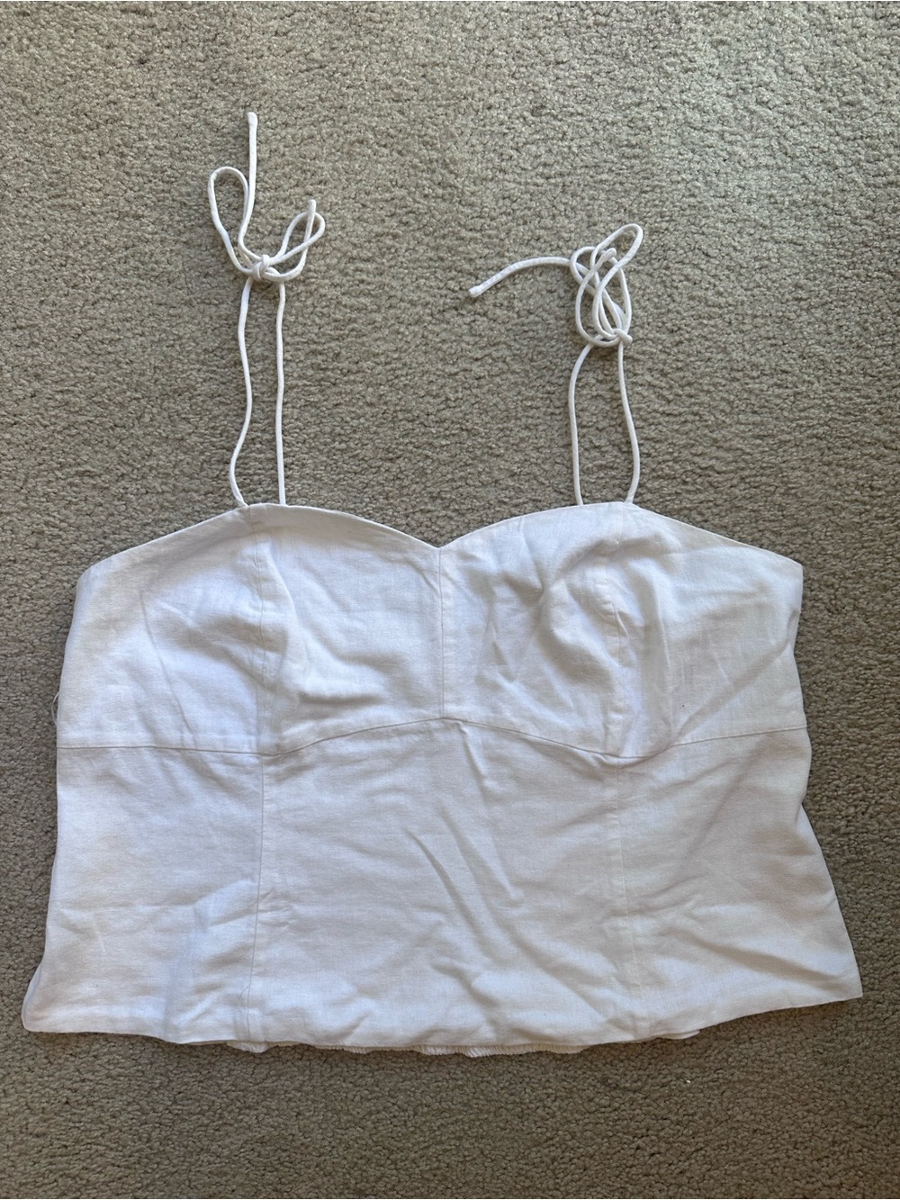 White Linen Tie Strap Tank